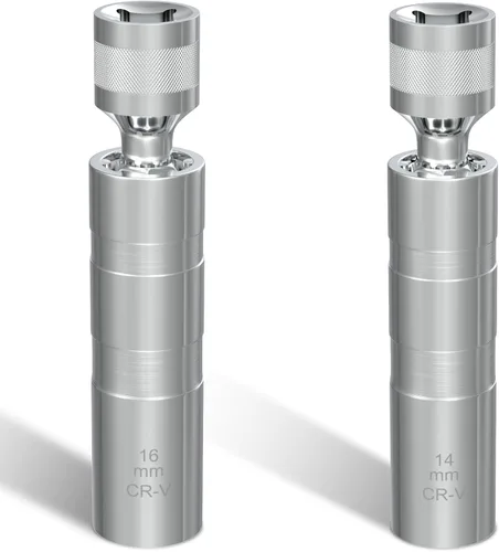 Vista 15 de Llave de bujía de 14mm, Herramienta de Extracción de Llave de Bujía de Pared Delgada con Impulsor de 3/8", 12 Puntos x 11.4" de Longitud Total