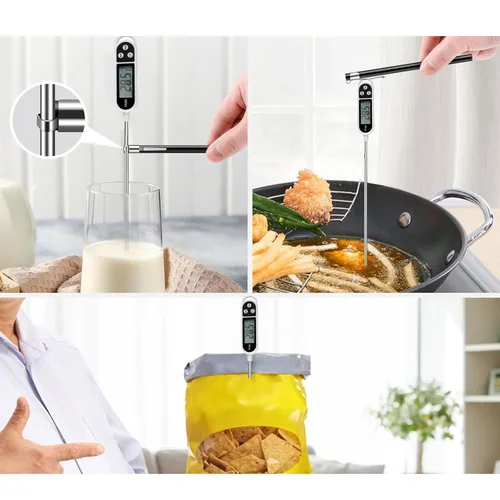Vista 8 de Termómetro digital LCD para horno con soporte resistente al calor para medir la temperatura de asados, pasteles, pan, lectura instantánea, medidor