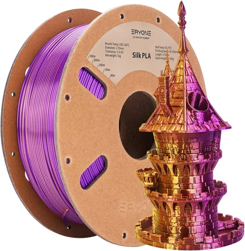 Vista 226 de ERYONE Filamento de ácido poliláctico (PLA) de seda para impresora 3D, de 1.75 mm +/- 0.03 mm, carrete de 1 kg (2.2 libras), verde esmeralda seda