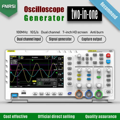 Vista 8 de Osciloscopio digital, Osciloscopios de laboratorio multímetro 2 en 1 Canales duales Generador de Señal 100MHz* 2 Ancho de Banda 1GSa/s Tasa
