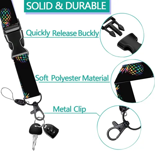 Vista 87 de Portatarjetas blanco con cordón para tarjetas de identificación, carrete retráctil negro con clip de mosquetón, tarjetero de identificación