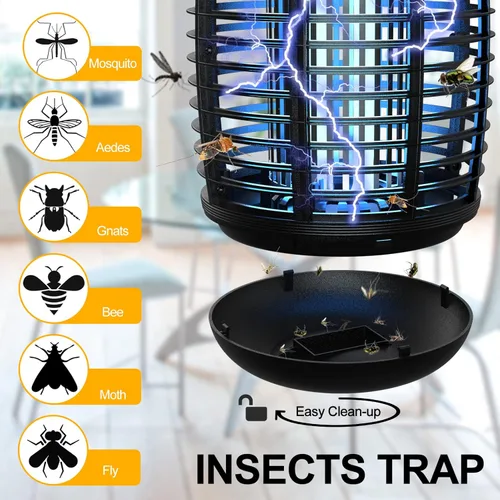 Vista 3 de Exterminador de insectos con sensor de luz, matamosquitos al aire libre 4200V eléctrico asesino de insectos asesino de mosquitos, matamoscas
