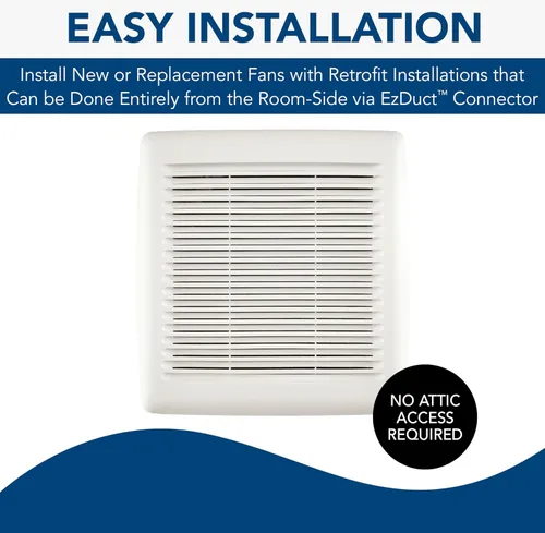 Vista 6 de Broan-NuTone A80 - Ventilador de ventilación con instalación en el lado de la habitación, 80 CFM, 2.0 Sones, color blanco
