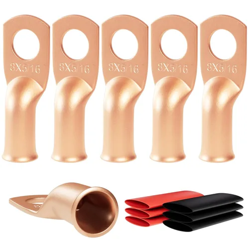 Vista 30 de 6 piezas 1/0 AWG - 1/2" (M12) Sanuke Terminales de anillo para cable de alambre con conectores de extremos resistentes para cable de batería, ojales