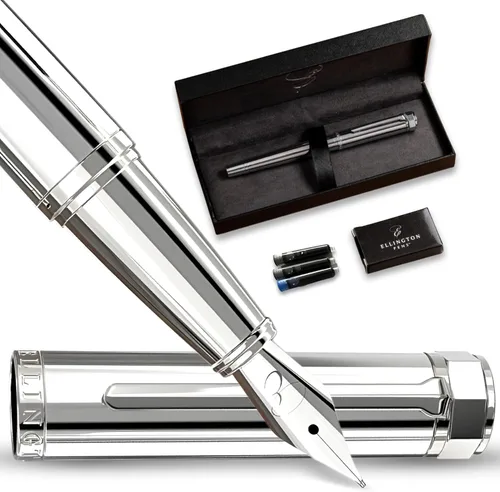 Vista 10 de Ellington Pens Juego de pluma estilográfica de lujo, punta media lisa, incluye 3 cartuchos de tinta, convertidor de tinta recargable, caja
