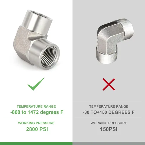 Vista 3 de TAISHER 2 Uds 304 acero inoxidable 90 grados Barstock Street codo, 1/2 pulgada NPT hembra tubo a 1/2 pulgada NPT hembra 304 montaje de tubería