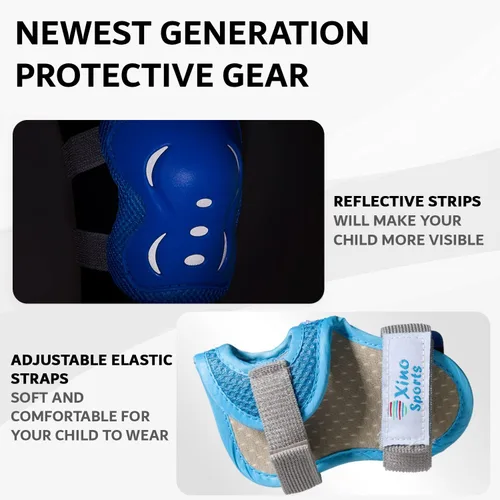 Vista 7 de Patines negros (M) + Combo de equipo de protección azul