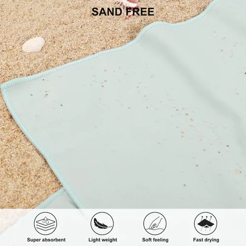 Vista 5 de Toalla de microfibra Rainleaf perfecta para viajes y gimnasio y camping. Secado rápido - Super absorbente - Ultra compacta - Liviana. Adecuada