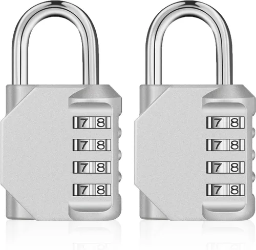 Vista 16 de ZHEGE Candado de Combinación, Candado de Combinación de 4 Dígitos para Exteriores, Candado Escolar, Candados de Gimnasio (Rosa)