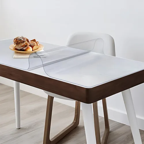 Vista 2 de Vicwe Protector de Mesa Transparente de 20 x 60 Pulgadas, Protector de Mesa Transparente de 1,5 mm de Grosor, Cubierta de Mesa Rectangular