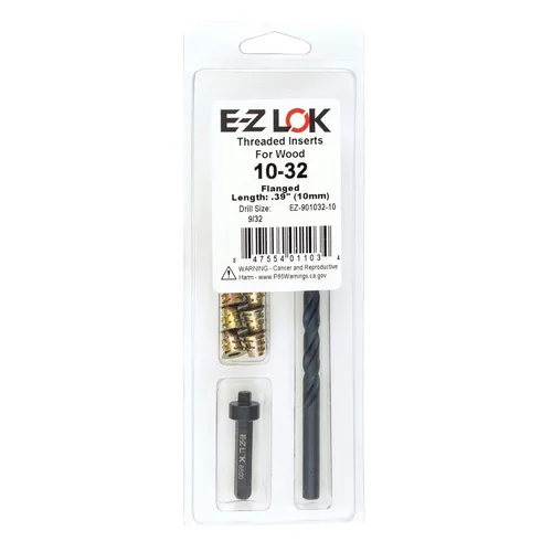 Vista 12 de E-Z LOK Kit de reparación de rosca hexagonal E-Z para insertos roscados con brida para madera blanda 1/4-20 x 13mm, perforador, herramienta