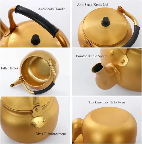 Vista 6 de Hervidor de té para servir té, olla de almacenamiento de vino de arroz para el hogar, hervidor de aluminio, hervidor de sopa de agua antifugas