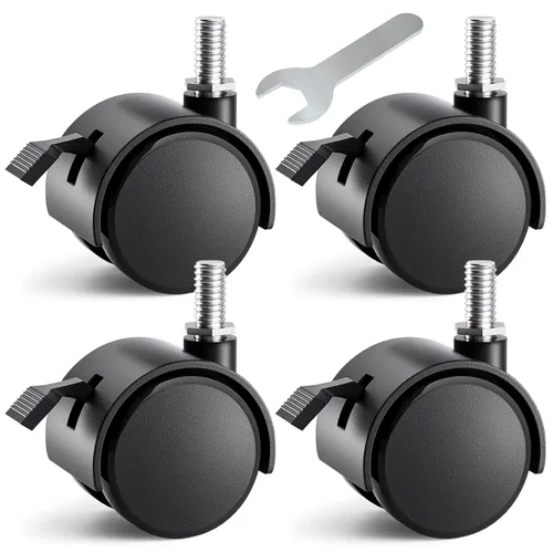 Vista 10 de Juego de 4 ruedas de plástico de 1.5 pulgadas, repuesto de ruedas de nailon M8 para muebles, ruedas giratorias de vástago roscado, ruedas pequeñas