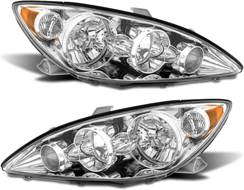 Vista 13 de AS Conjunto de faros delanteros compatible con Toyota Camry 2000 2001, carcasa cromada, reflector ámbar, lente transparente, lado del conductor