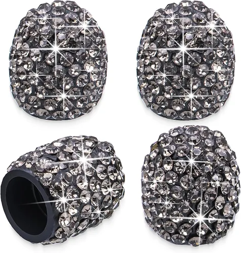 Vista 22 de 8 tapas de válvula de vástago de neumático con diamantes de cristal, a prueba de polvo, tapas universales para válvulas de neumáticos para Negro