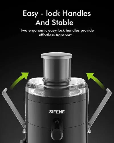 Vista 7 de SIFENE - Exprimidor centrífugo compacto para verduras y frutas con ajuste de 3 velocidades, sin BPA, fácil de limpiar (negro y gris)