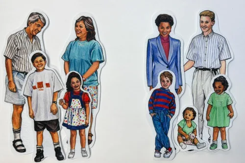 Vista 4 de Story Time Felts Juego de 4 familias 27 figuras de fieltro multiculturales diversas para tablero de franela - precortadas