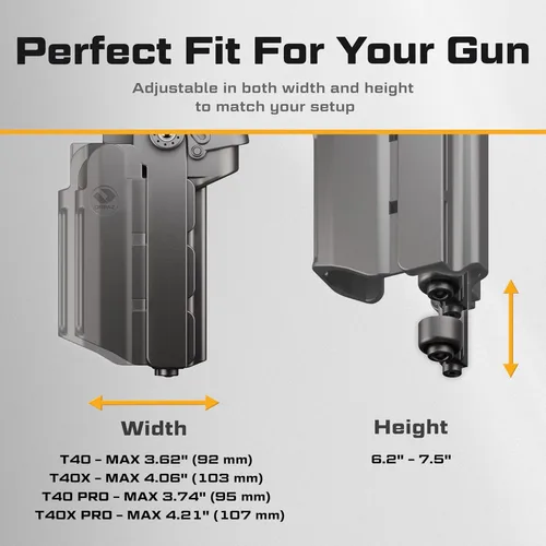 Vista 3 de Orpaz T40 Funda Springfield XD de soporte ligero, funda táctica OWB de seguridad Nivel 2 y 3 Compatible con Springfield XD, se ajusta a la mayoría