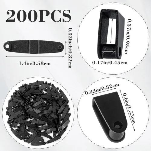 Vista 2 de OIIKI 200 clips de plástico para llavero, pestañas a presión para conector de llavero negro, clips de correa para tarjetero, anillos de llaves