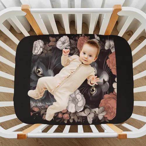 Vista 7 de Fitted Crib Sheets Cats Flowers Baby Crib Sheets for Boy & Girl Toddler Mattress Sheets 21216488