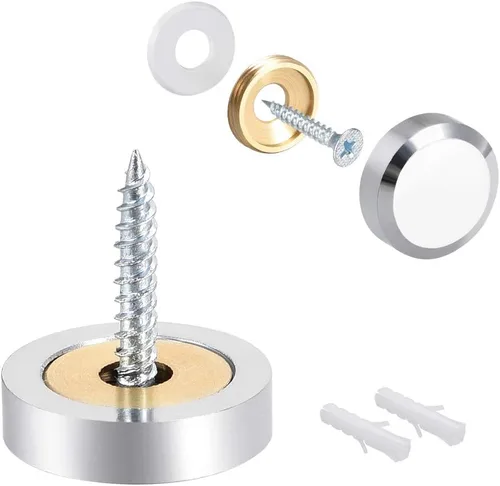 Vista 14 de uxcell Tornillos de espejo decorativos tapa tapa clavos oro pulido 0.630 in 8pcs