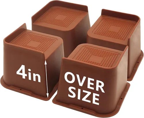 Vista 44 de Elevador de Cama de 8 Pulgadas de Alta Resistencia, 4 Paquetes de Elevador de Muebles Extra Grandes, Elevador de Cama Negro para Mesa, Sofá, Silla