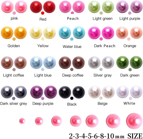 Vista 2 de 5700 medias perlas beige para manualidades, perlas de uñas para manualidades, accesorios de bricolaje, perlas de espalda plana para maquillaje