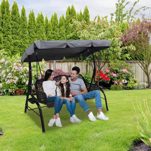 Vista 7 de Toldo de repuesto para silla columpio de patio al aire libre, cubierta de toldo de 3 plazas, impermeable, resistente al viento, anti-UV, resistente