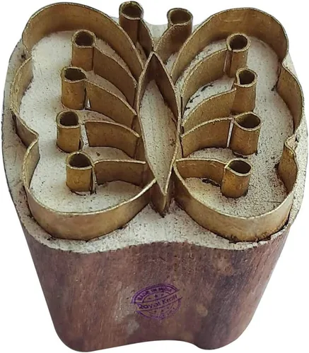 Vista 8 de Royal Kraft Sellos de madera de latón floral para impresión en bloques en arcilla, cerámica, tela Btag101
