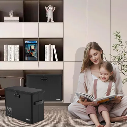 Vista 5 de Almacenamiento de cómics graduado para 30 cómics, resistente al fuego, resistente al agua y a la humedad, apilable, caja de cómics CGC con ventana