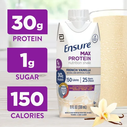 Vista 9 de Ensure Max Protein Nutrition Shakes, Variety Pack, With 30g of Protein, 1g of Sugar, Nutrients to Support Immune System Health, High Protein Shake