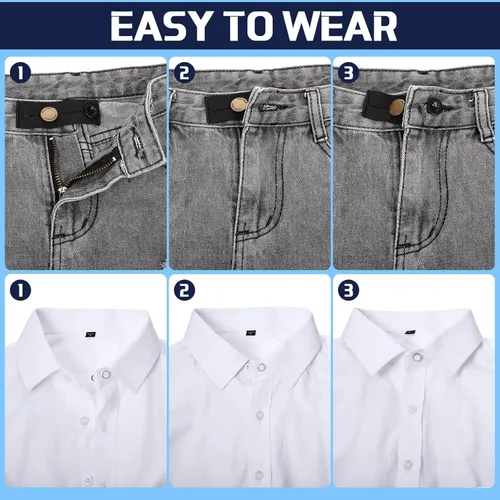 Vista 4 de Canlierr 20 Pcs Extender Button Set Includes Elastic Waist Button and Comfy Collar Extender for Clothing Supplies
