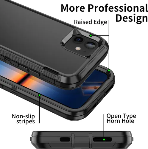 Vista 3 de Funda para iPhone 11, a prueba de golpes, caídas y polvo, protección de cuerpo completo de 3 capas, cubierta dura de alto impacto de alta