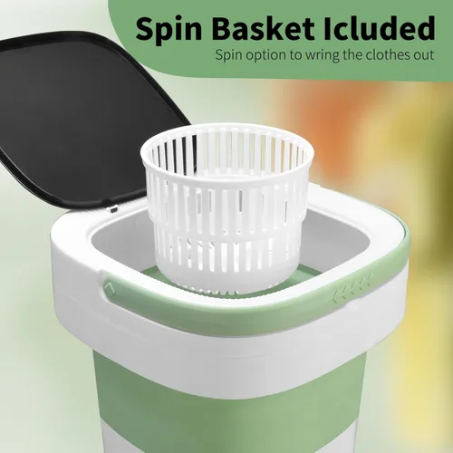 Vista 5 de Mini lavadora portátil, lavadora plegable mejorada de 16 litros con cesta giratoria, 3 modos de limpieza profunda para ropa de bebé, ropa