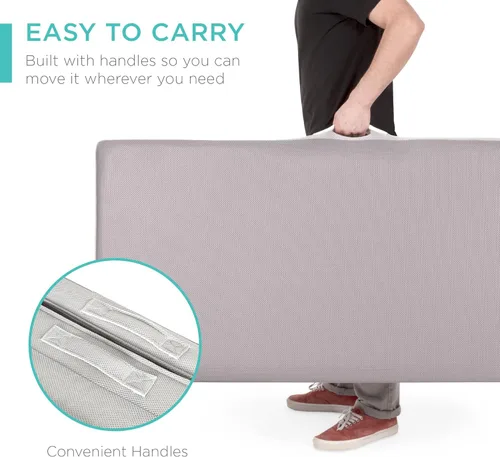 Vista 5 de Best Choice Products 4in Portable Twin-Size Mattress, Tri-Fold Mattress for Camping, Guest, Toddler, Foam Plush w/Carry Case - Grey
