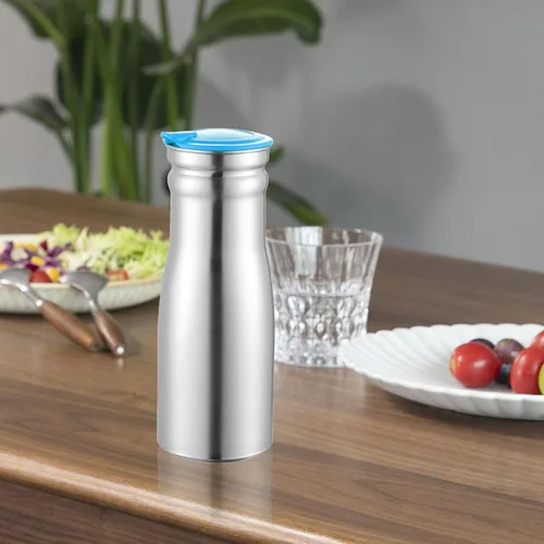 Vista 2 de Generic Hervidor fresco para el hogar de 1 L con tapa, botella de acero inoxidable, hervidor aislado, cafetera de té para restaurante, azul
