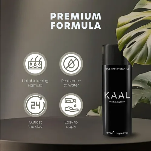 Vista 3 de KAAL Fibras capilares Polvo para el cabello - (0.71 oz, marrón oscuro), relleno de pelo de botella recargable para áreas de adelgazamiento