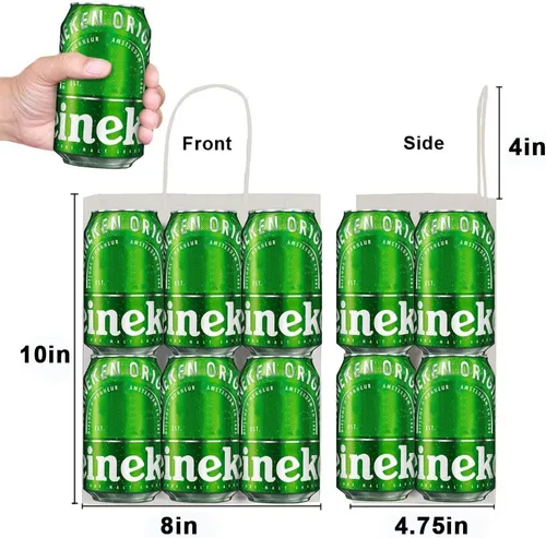 Vista 4 de Toovip Cada paquete de 100 bolsas de papel kraft mediano verde y negro con asas a granel