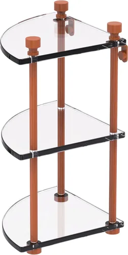 Vista 3 de Allied Brass FT-6 Foxtrot Collection - Estante esquinero de cristal de tres niveles, bronce antiguo