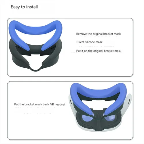 Vista 2 de NUHFUFA VR Headset Silicone Facial Interface Compatible with Quest 3, V-Shaped Face Cover Pad Anti-Slip Soft & Comfy AR Accessories(Blue)