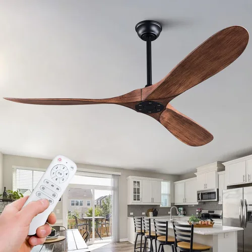 Vista 13 de KBZZ 60 Inch Ceiling Fan NO Light with Remote, 3 Blade ABS Black Ceiling Fan, 6 Speeds Quiet DC Motor Exterior Fan, Indoor Outdoor Ceiling Fan for