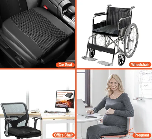 Vista 6 de Lofty Aim Cojín de asiento de automóvil, cómodos cojines de espuma viscoelástica para conducir, alivio del dolor de ciática y espalda baja, almohada