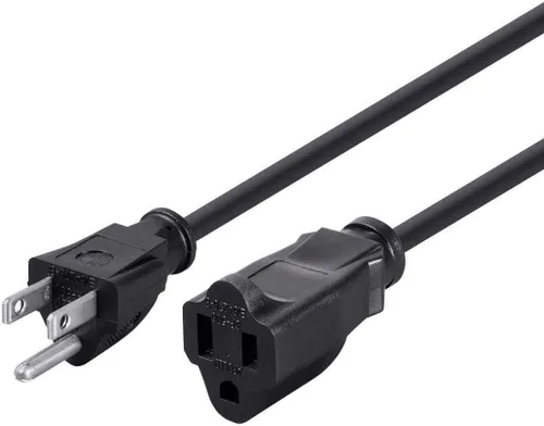 Vista 10 de Monoprice 105296 Cable de extensión de alimentación de 1 pie, 16 AWG, 13A (NEMA 5-15P a NEMA 5-15R), negro - 13A