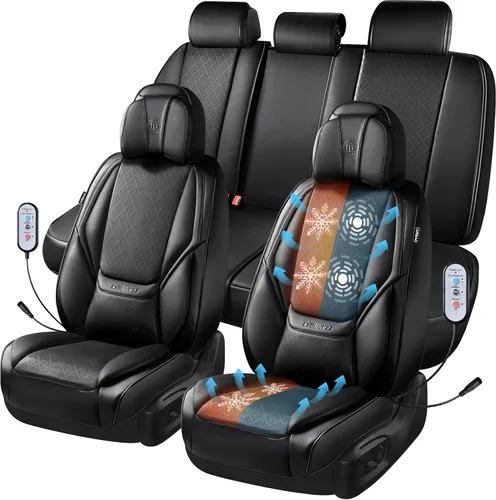 Vista 9 de CAR PASS Juego completo de fundas de asiento de cuero de napa acolchadas, universales, impermeables, duraderas, todas las fundas de asiento de coche