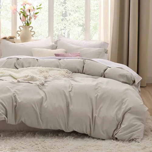 Vista 17 de Bedsure Funda de edredón blanca de tamaño matrimonial, suave, prelavado, 3 piezas, 1 funda de edredón de 80 x 90 pulgadas con cierre de cremallera