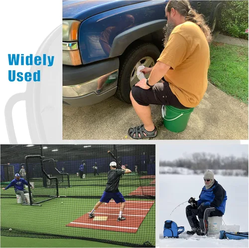 Vista 7 de Foxtune Tapa de asiento de cubo de 5 galones, cojín giratorio de espuma de 360 grados con parte superior acolchada para pesca, caza, béisbol