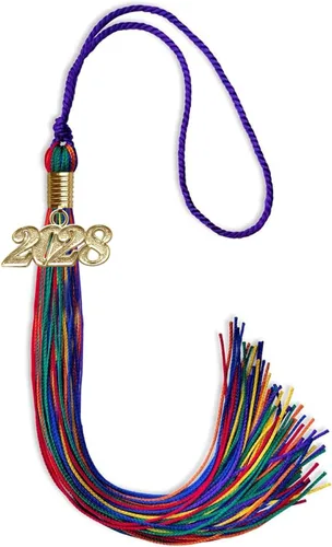 Vista 121 de Endea - Borla de graduación de triple color con gota de fecha dorada (negro/dorado/granate, 2020)