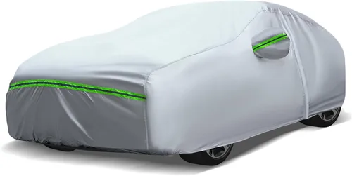 Vista 9 de AUQDD Funda de automóvil sedán de 6 capas de alta calidad, impermeable, para todo tipo de clima, resistente a la intemperie, protección solar UV
