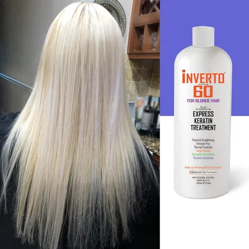Vista 4 de INVERTO 60 - Tratamiento de queratina para cabello rubio sin formaldehído, tratamiento capilar de queratina súper rápido, proceso de aplicación