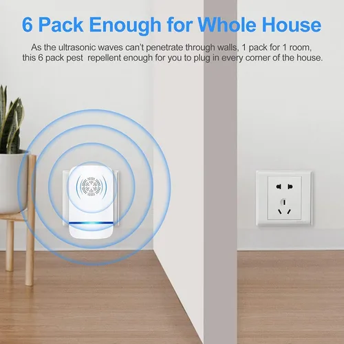 Vista 8 de Repelente ultrasónico de control de plagas para interiores, 6 trampas para ratones, repelente de mosquitos electrónico para mosquitos, insectos